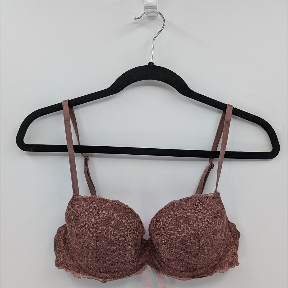 Victoria's Secret PINK Bra Women's 36B Brown Mauve Date Push Up-READ